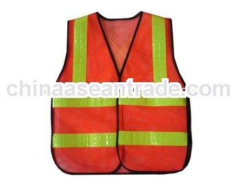 Mesh fabric red safety reflective vest with PVC tape
