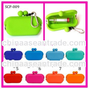 Mini silicone fashion wallets with carabiner