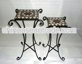 Mosaic Antique Wrought Iron Plant Stand