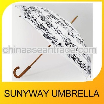 New Invention Staff Printing Dark Wooden Umbrella