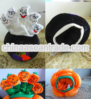 New design plush pumpkin hand puppets Halloween toys