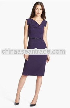 New in 2013 spring elegant design slim fashion knee length professional career dress with belt for o