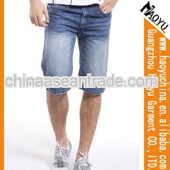 New stylish man jean shorts with dip-dye ripped high waisted denim shorts (HYMS83)