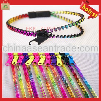 Newest fashion colorful plastic zipper bracelet 2013