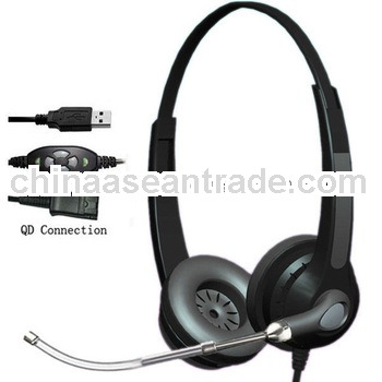 Noise-canceling call center computer headset with usb plug&volume control HSM-902TPQDUSBC