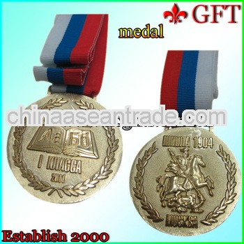 Novel design silver medallions trophies with ribbon