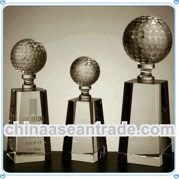 Optical Crystal Golf Trophy Souvenir For Top Three