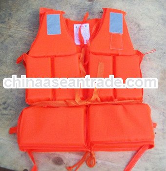 Orange Foam Swimming Life Jacket Life Vest for adult with whistle 80KG Flotage of inflatable boats