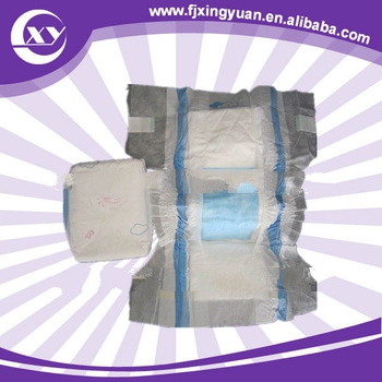 PE backsheet diaper of baby with colorful package