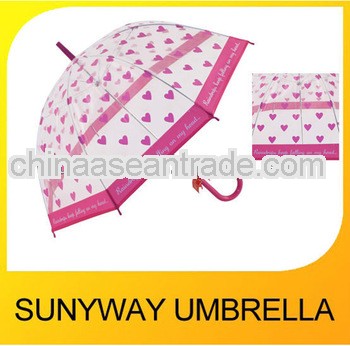 POE dome clear umbrella fashion pink heart for kids