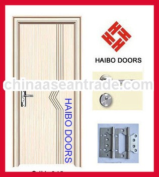 PVC Interior door design with frame, casing, lock, hinges (HB-043)