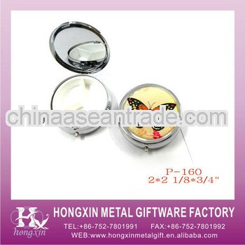 P-160 Mini round butterfly metal pill storage case