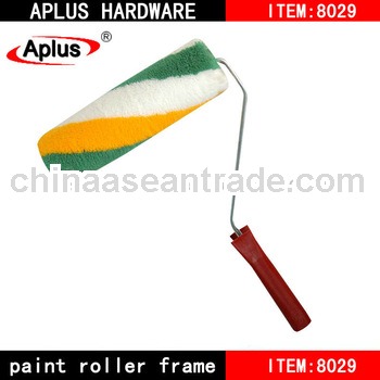 Paint roller with yellow and green stripe