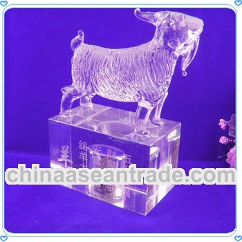 Personalized Etched Crystal Zodiac Sheep for New Year Decoration