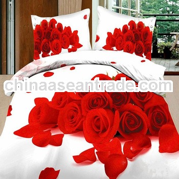 Pink rose 3D printing bedding set 4pcs bed linen