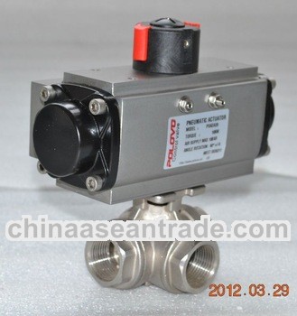 Pneumatic pn16 3way internal thread ball valve