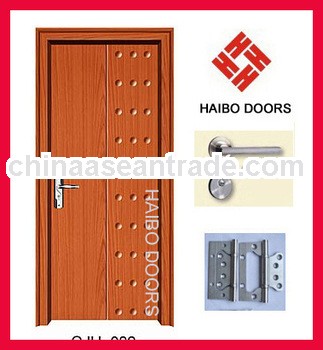 Popular Cherry PVC door design with frame, casing, lock, hinges to Nigeria (HB-082)