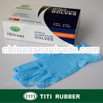 Powder free nitrile gloves for medical examination