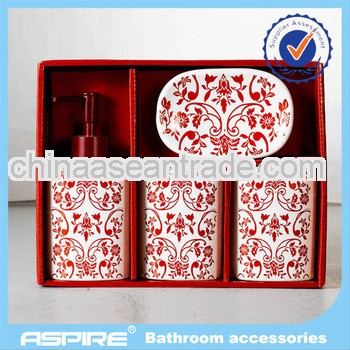 Printed antique ceramic bathroom set