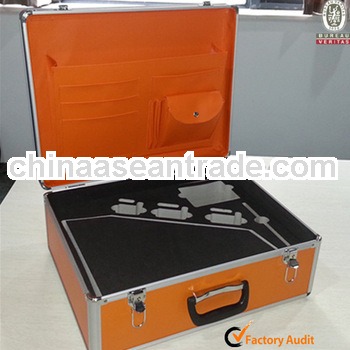 Professional Durable Aluminum Orange Box with Pre-cut PE Foam