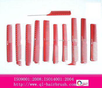 Professional red plastic comb set