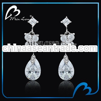 Promotion Silver Earrings with CZ Pear Cut Cubic Zirconia Stone 925 Bridal Bridesmaids Wedding Earri