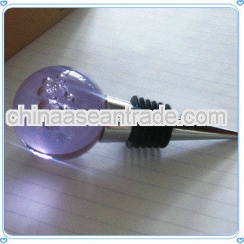 Purple Crystal Glass Ball Wine Stopper for Wedding Gifts