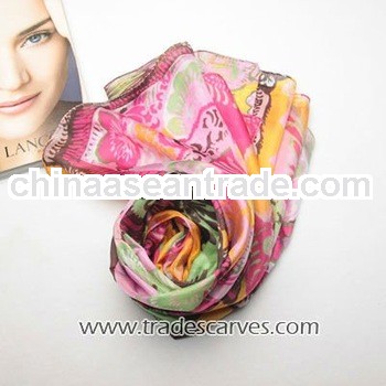 Real silk floral spinning paj silk pashmina shawls