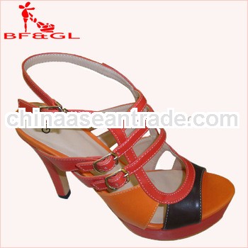 Red African Thick Bottom Ankle Strap Sandals