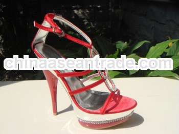 Red and glod cheap price high heel sandals
