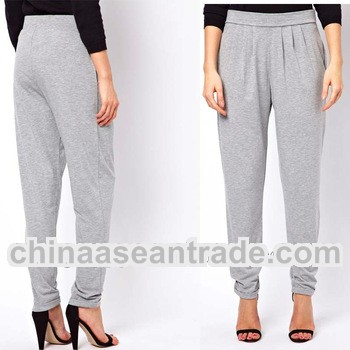 Regular rise waist leather jogging pants