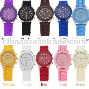 Rhinestone silicone watches fashion geneva watch