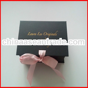 Rigid cardboard matt black printed small packaging boxes for gift with logo hot gold foil