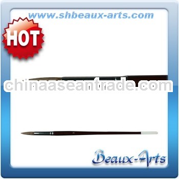 Round Ox ear brushes with Long, Black lacquered handle with white tip