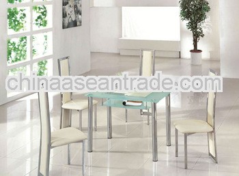 SMALL GLASS CHROME DINING ROOM TABLE ONLY -4 COLOURS- FURNITURE