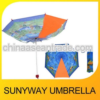 Safety Carton 3 Folds Foldable Windproof Umbrella For Kid