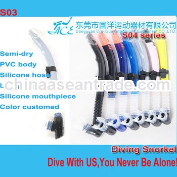 Semi-dry diving snorkel, China professional spearfishing snorkel set