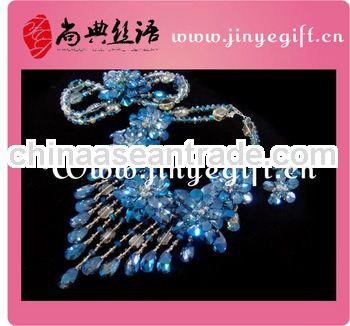Shangdian Handcrafted Sapphire Crystal Zircon Chandelier Statement Jewelry