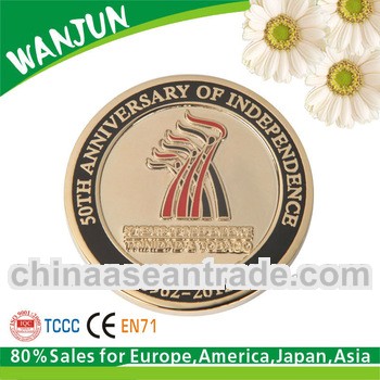 Shiny gold finish stamping metal souvenir coin