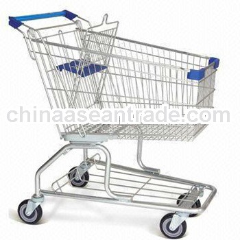 Shopping cart zinc powder coated with PU wheels