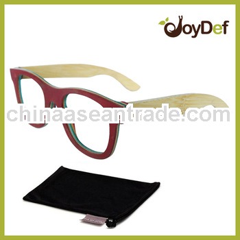 Skateboard Wood Frame Bamboo Tembles Sunglasses Polarized Lens with Pouch