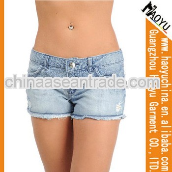 Skillful manufacture Reliable quality elegant style fashionable ladies short jeans factory (HYS343)
