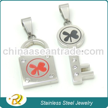 Stainless Steel Couple Necklaces Key and Lock Pendants RXQ-158