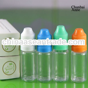 Stock now!! clear pet 10ml dropper bottle with child proof cap long tip