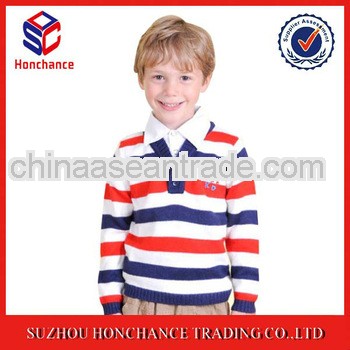 Striped Buttons Closure V-neck Pullover Kid Boys Sweater