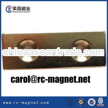 Strong permanent block magnet with countsunks for sale/ used on the magnetic motor