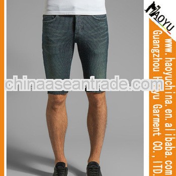 Summer new OEM wholesale 100% cotton high elastic straight capris denim shorts jeans men short jeans