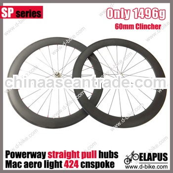 Super light! 60mm clincher road carbon wheel with straight pull