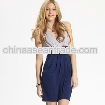 Temperate Fashion Contrast Colored Dress True Navy/Gray