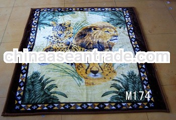 Thick 100% Polyester Microfiber Animal Print Mink Raschel Blanket